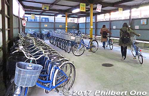 Rental bicycles at Hikone Station