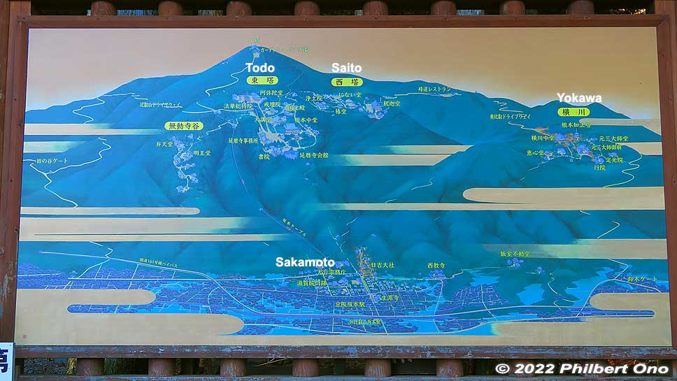 Map of Mt. Hiei (eastern face)  as seen from Shiga Prefecture.