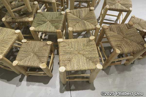 Stools made of natural materials.