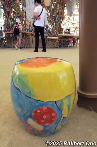 Shigaraki ware stool at Jellyfish Pavilion.