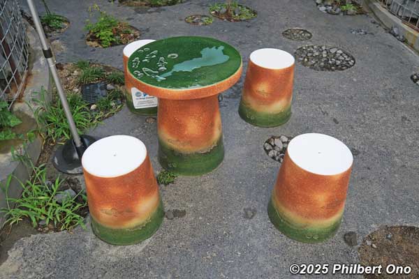 Table and stools made of recycled Shigaraki ceramic clay